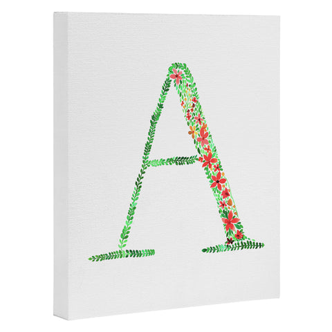 Amy Sia Floral Monogram Letter A Art Canvas