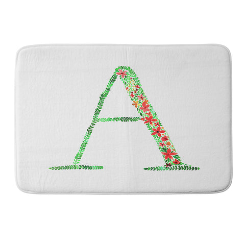 Amy Sia Floral Monogram Letter A Memory Foam Bath Mat