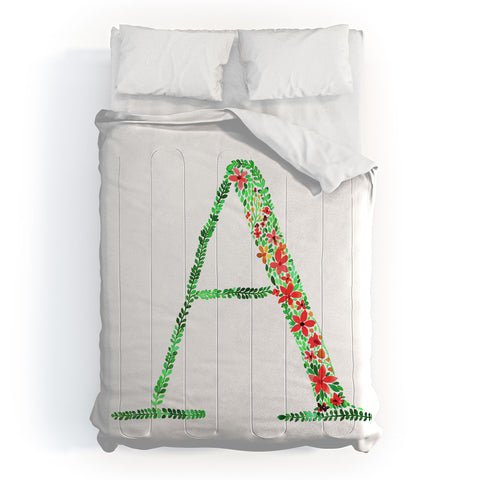 Amy Sia Floral Monogram Letter A Comforter
