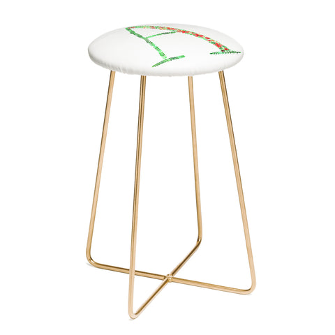 Amy Sia Floral Monogram Letter A Counter Stool