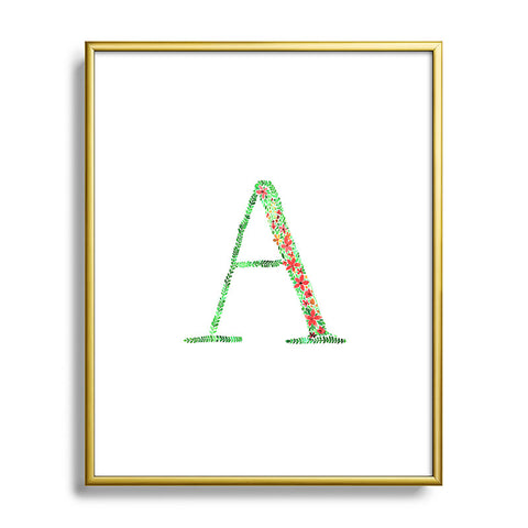 Amy Sia Floral Monogram Letter A Metal Framed Art Print