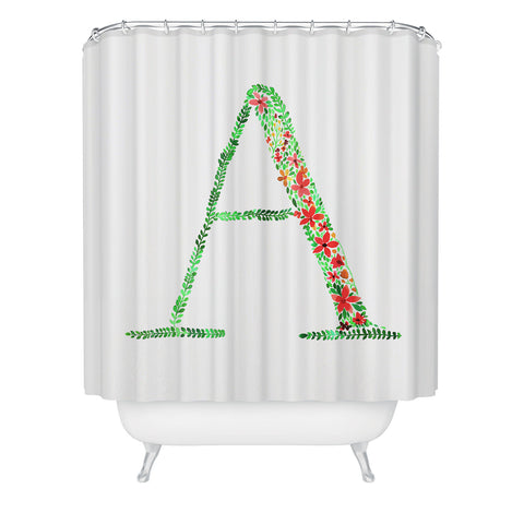Amy Sia Floral Monogram Letter A Shower Curtain