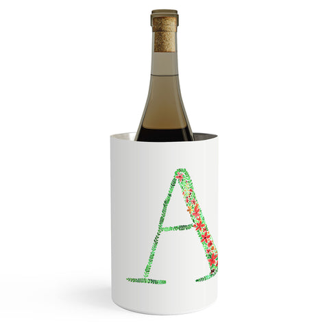 Amy Sia Floral Monogram Letter A Wine Chiller