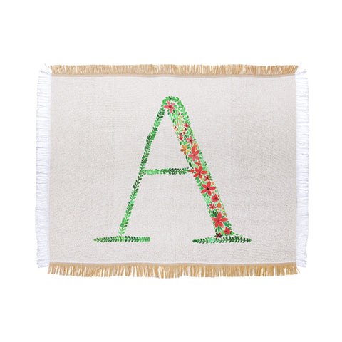 Amy Sia Floral Monogram Letter A Throw Blanket