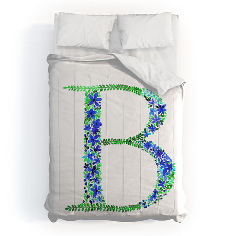 Amy Sia Floral Monogram Letter B Comforter