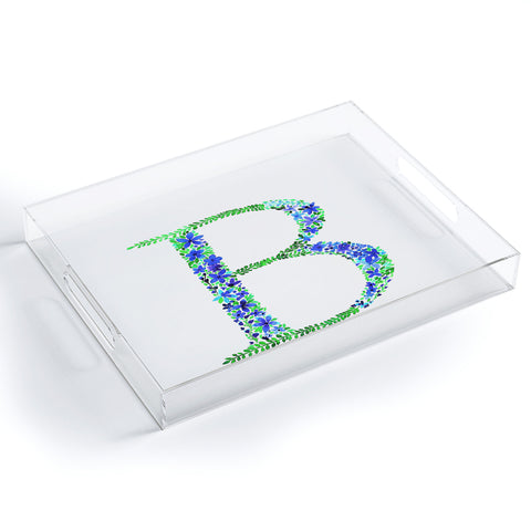 Amy Sia Floral Monogram Letter B Acrylic Tray