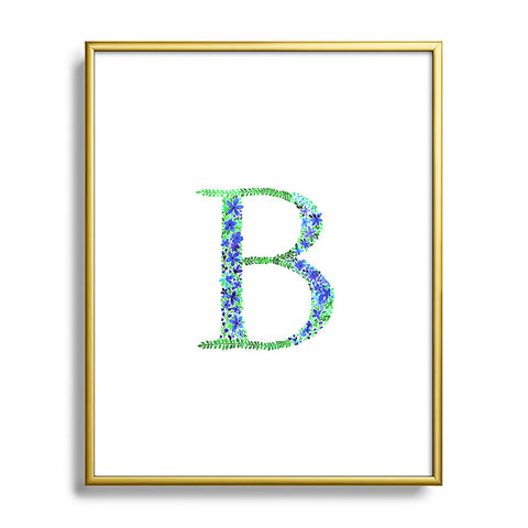 Amy Sia Floral Monogram Letter B Metal Framed Art Print