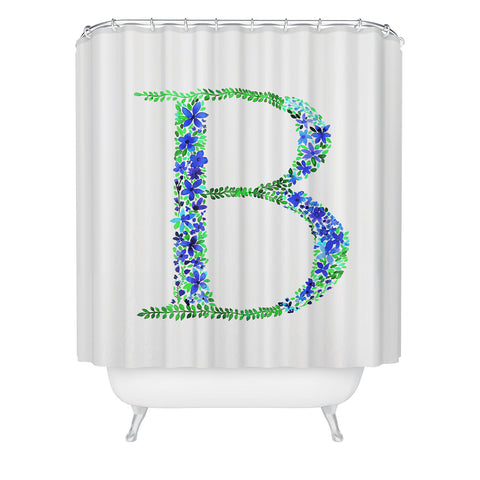 Amy Sia Floral Monogram Letter B Shower Curtain