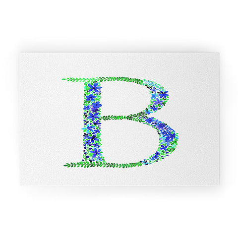 Amy Sia Floral Monogram Letter B Welcome Mat