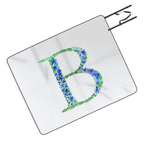 Amy Sia Floral Monogram Letter B Picnic Blanket