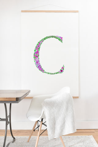 Amy Sia Floral Monogram Letter C Art Print And Hanger