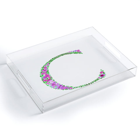 Amy Sia Floral Monogram Letter C Acrylic Tray