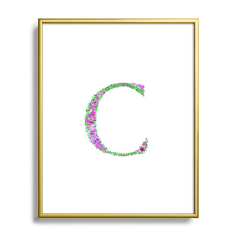 Amy Sia Floral Monogram Letter C Metal Framed Art Print