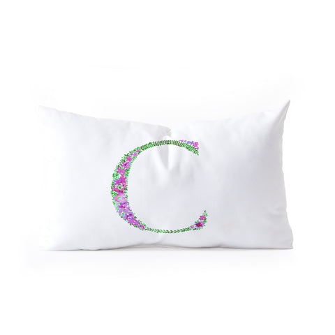 Amy Sia Floral Monogram Letter C Oblong Throw Pillow