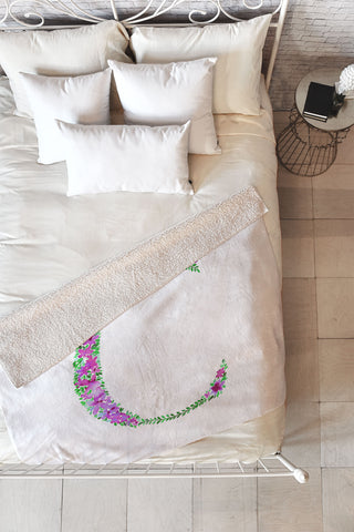 Amy Sia Floral Monogram Letter C Fleece Throw Blanket