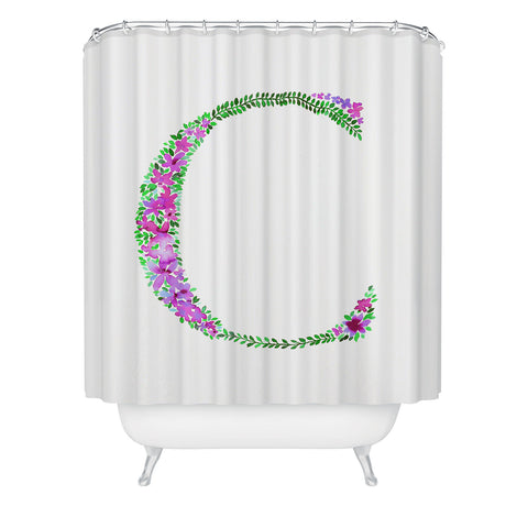 Amy Sia Floral Monogram Letter C Shower Curtain
