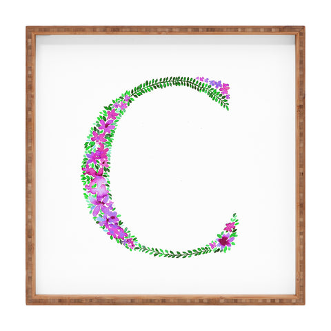 Amy Sia Floral Monogram Letter C Square Tray