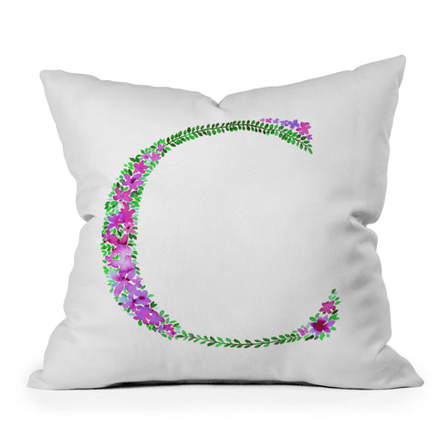 Amy Sia Floral Monogram Letter C Throw Pillow