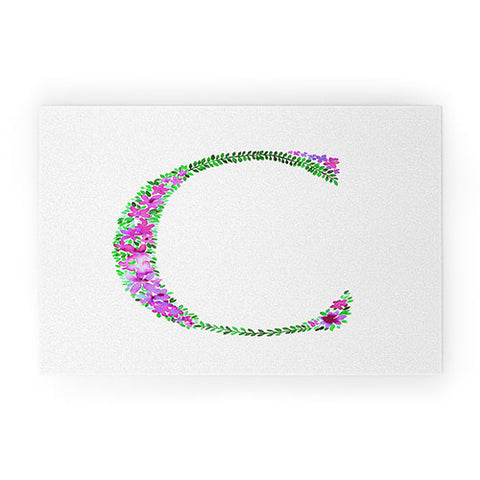 Amy Sia Floral Monogram Letter C Welcome Mat