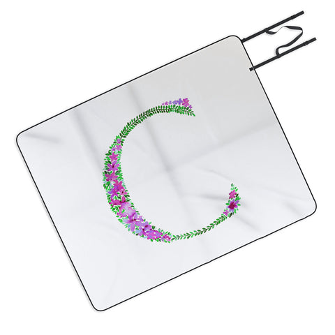 Amy Sia Floral Monogram Letter C Picnic Blanket