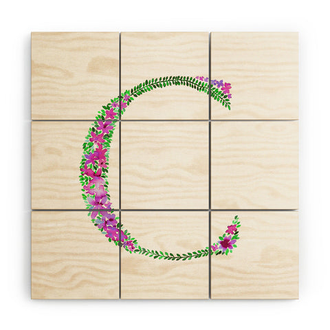 Amy Sia Floral Monogram Letter C Wood Wall Mural