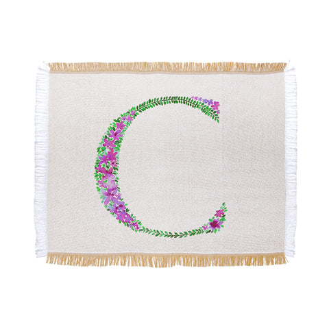 Amy Sia Floral Monogram Letter C Throw Blanket