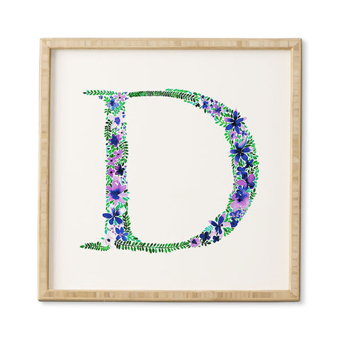 Amy Sia Floral Monogram Letter D Framed Wall Art