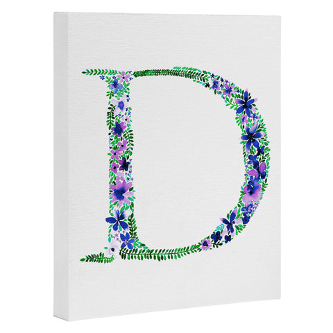 Amy Sia Floral Monogram Letter D Art Canvas