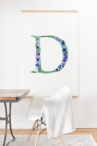 Amy Sia Floral Monogram Letter D Art Print And Hanger