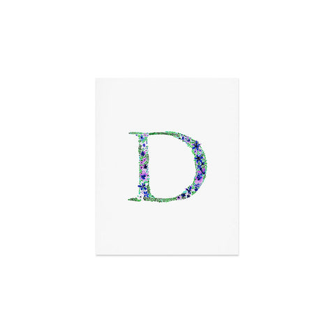 Amy Sia Floral Monogram Letter D Art Print