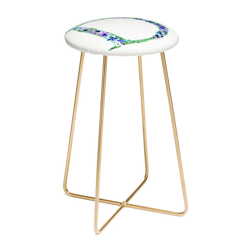 Amy Sia Floral Monogram Letter D Counter Stool