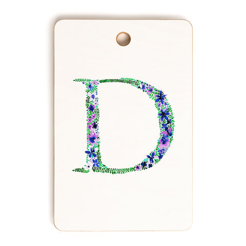 Amy Sia Floral Monogram Letter D Cutting Board Rectangle
