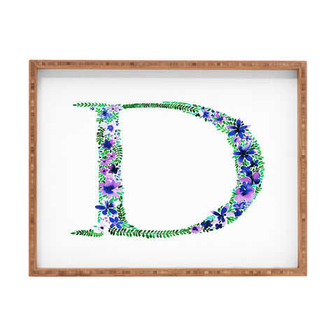 Amy Sia Floral Monogram Letter D Rectangular Tray