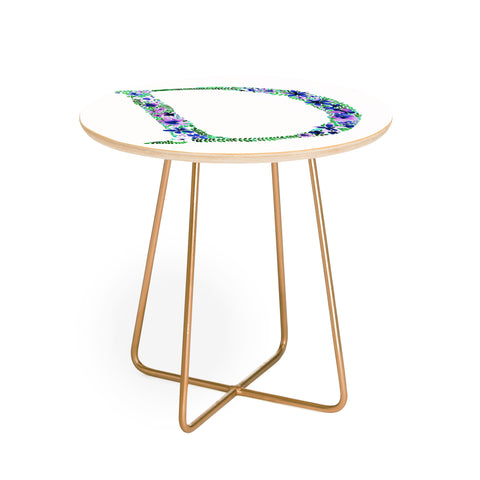 Amy Sia Floral Monogram Letter D Round Side Table