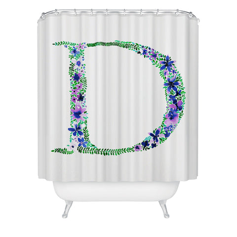 Amy Sia Floral Monogram Letter D Shower Curtain