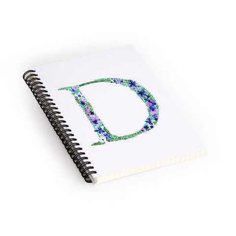 Amy Sia Floral Monogram Letter D Spiral Notebook