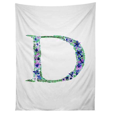 Amy Sia Floral Monogram Letter D Tapestry