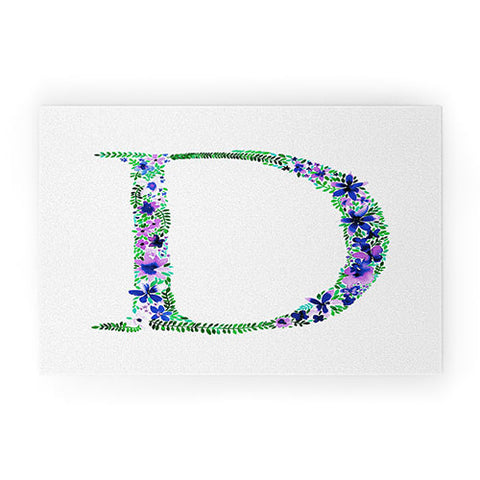 Amy Sia Floral Monogram Letter D Welcome Mat