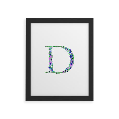 Amy Sia Floral Monogram Letter D Framed Art Print