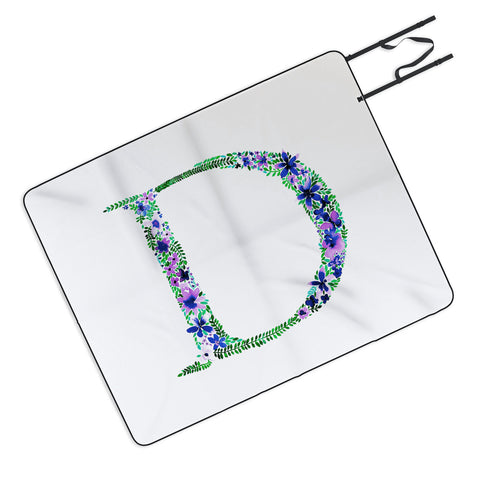 Amy Sia Floral Monogram Letter D Picnic Blanket