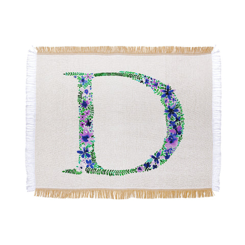 Amy Sia Floral Monogram Letter D Throw Blanket