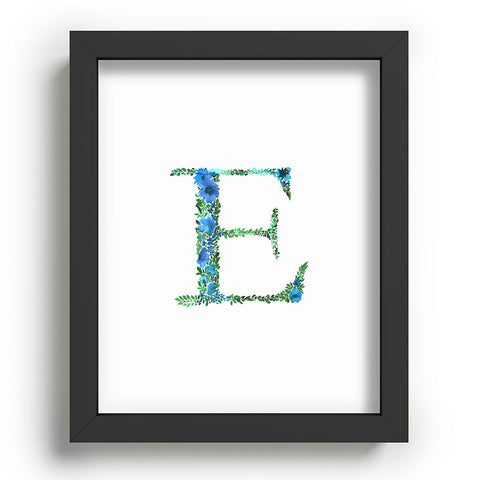 Amy Sia Floral Monogram Letter E Recessed Framing Rectangle