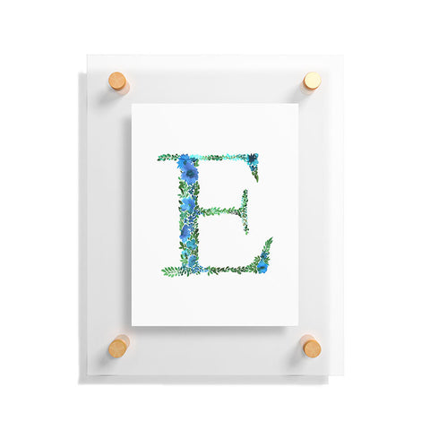 Amy Sia Floral Monogram Letter E Floating Acrylic Print