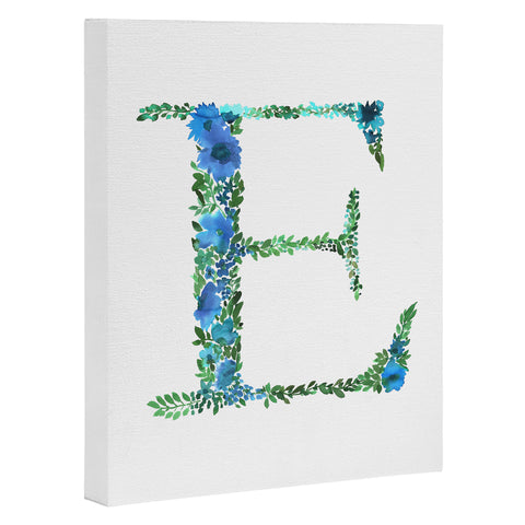 Amy Sia Floral Monogram Letter E Art Canvas