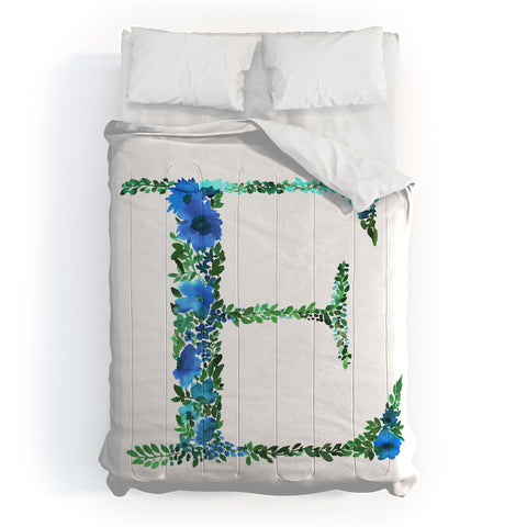 Amy Sia Floral Monogram Letter E Comforter