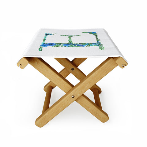 Amy Sia Floral Monogram Letter E Folding Stool