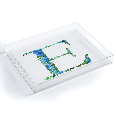 Amy Sia Floral Monogram Letter E Acrylic Tray