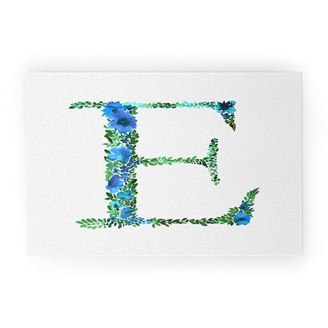 Amy Sia Floral Monogram Letter E Welcome Mat
