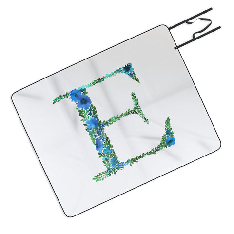 Amy Sia Floral Monogram Letter E Picnic Blanket