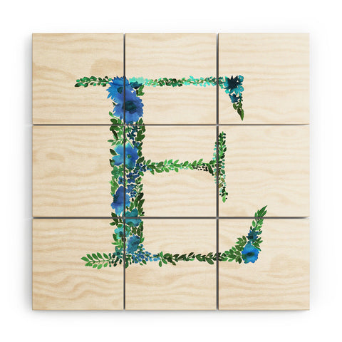 Amy Sia Floral Monogram Letter E Wood Wall Mural